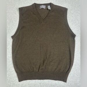 Vintage Lord Taylor Merino Wool Sweater Vest Mens XL Brown Made in Italy Hipster